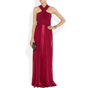 Vionnet Red Silk Chiffon and Satin Formal Gown